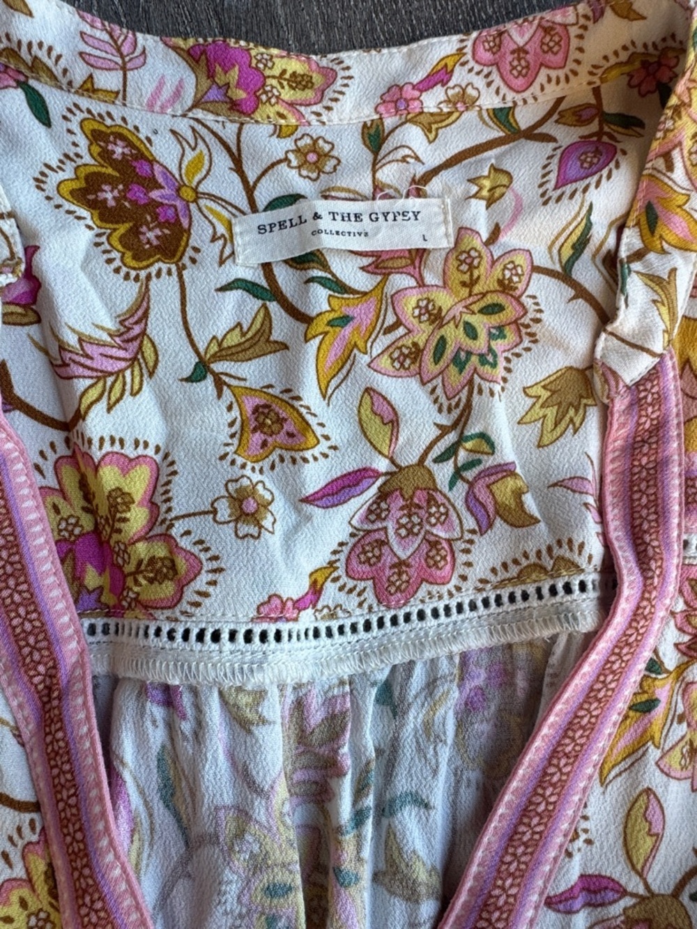 Spell & the Gypsy Portobello Road Floral Tiered V-Neck Mini Dress MK0587 - Picture 5 of 9